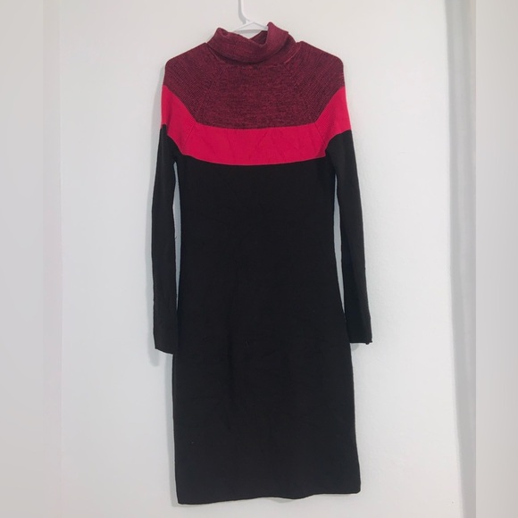 Calvin Klein Colorblock Knit Cowl Neck Dress - Picture 11 of 13